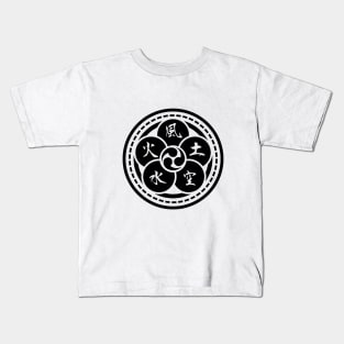 The Book of Five Rings (Crest) Miyamoto Musashi  (BLACK) Kids T-Shirt